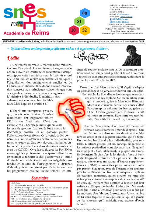 Bulletin 9 septembre 2021