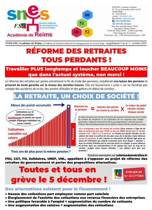 supplément d'octobre 2019 sur les retraites