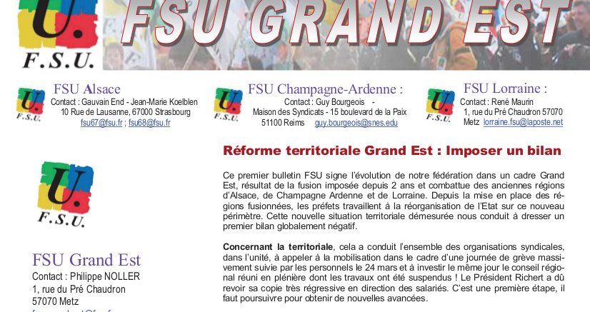 Bulletin FSU Grand-Est