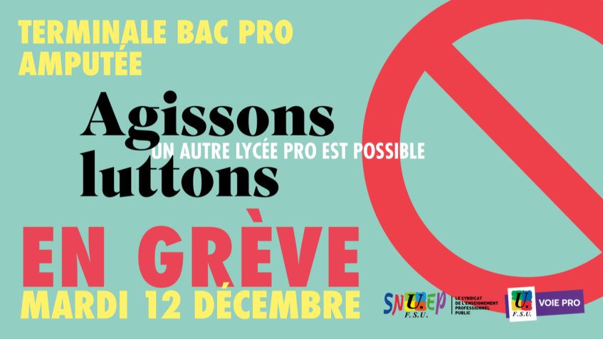 Mobilisation pour l'enseignement professionnel mardi 12 décembre